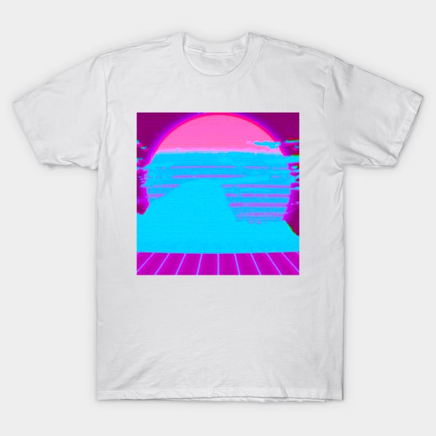 retrowave VHS mountain electric edition T-Shirt by lofi_retrowave